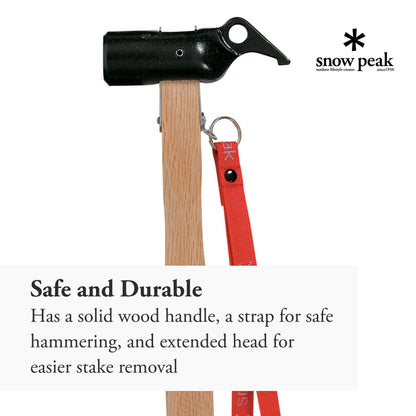 Snow Peak Steel Head Peg Hammer - Made of Forged Steel - 4.75 x 1.25 x 11.5