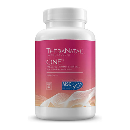 Theralogix TheraNatal One Prenatal Vitamin - 90-Day Supply - Prenatal Multivitamin with DHA, Vitamin D3, Methylated Folate, Iron & More to Support a Healthy Pregnancy* - NSF Certified - 90 Softgels