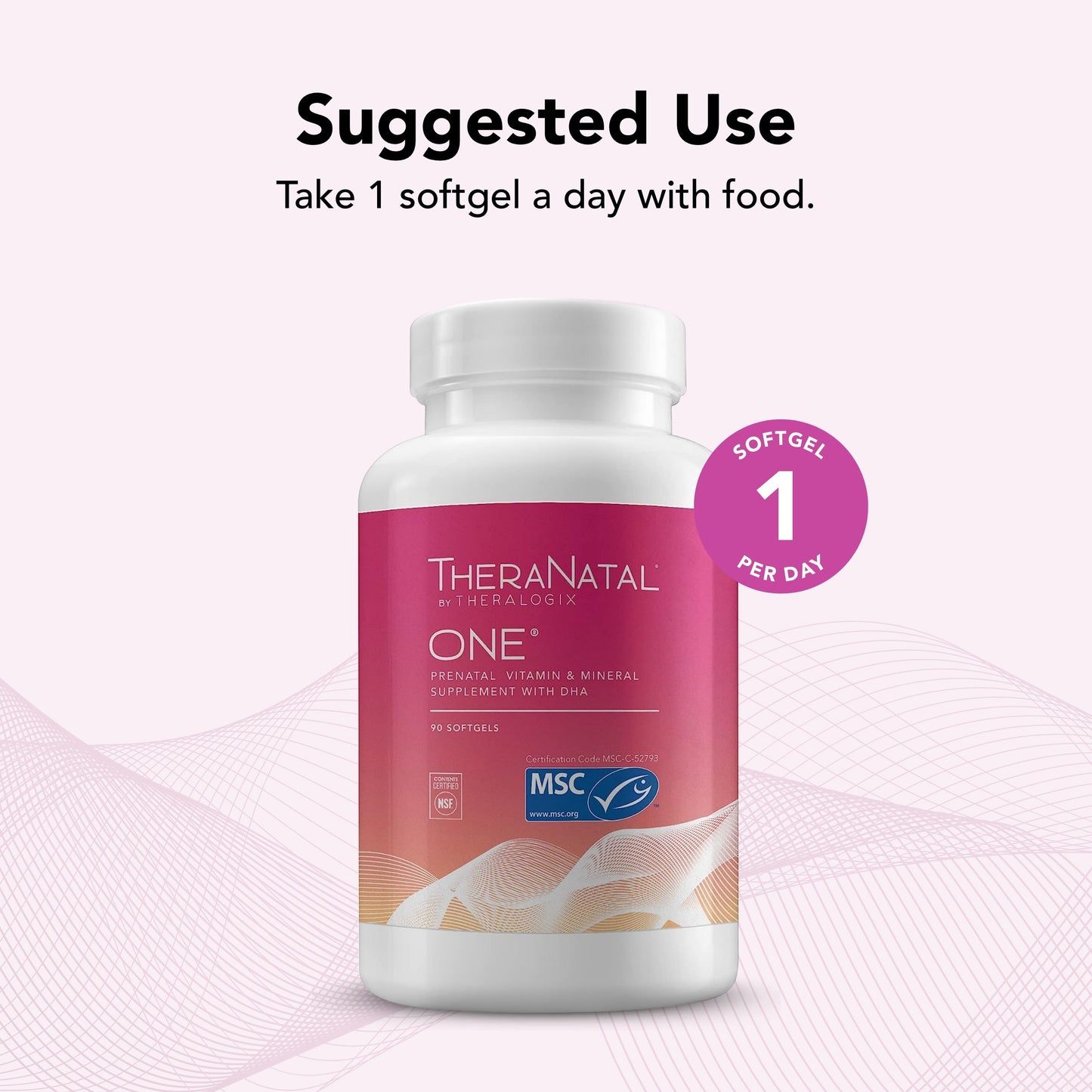 Theralogix TheraNatal One Prenatal Vitamin - 90-Day Supply - Prenatal Multivitamin with DHA, Vitamin D3, Methylated Folate, Iron & More to Support a Healthy Pregnancy* - NSF Certified - 90 Softgels