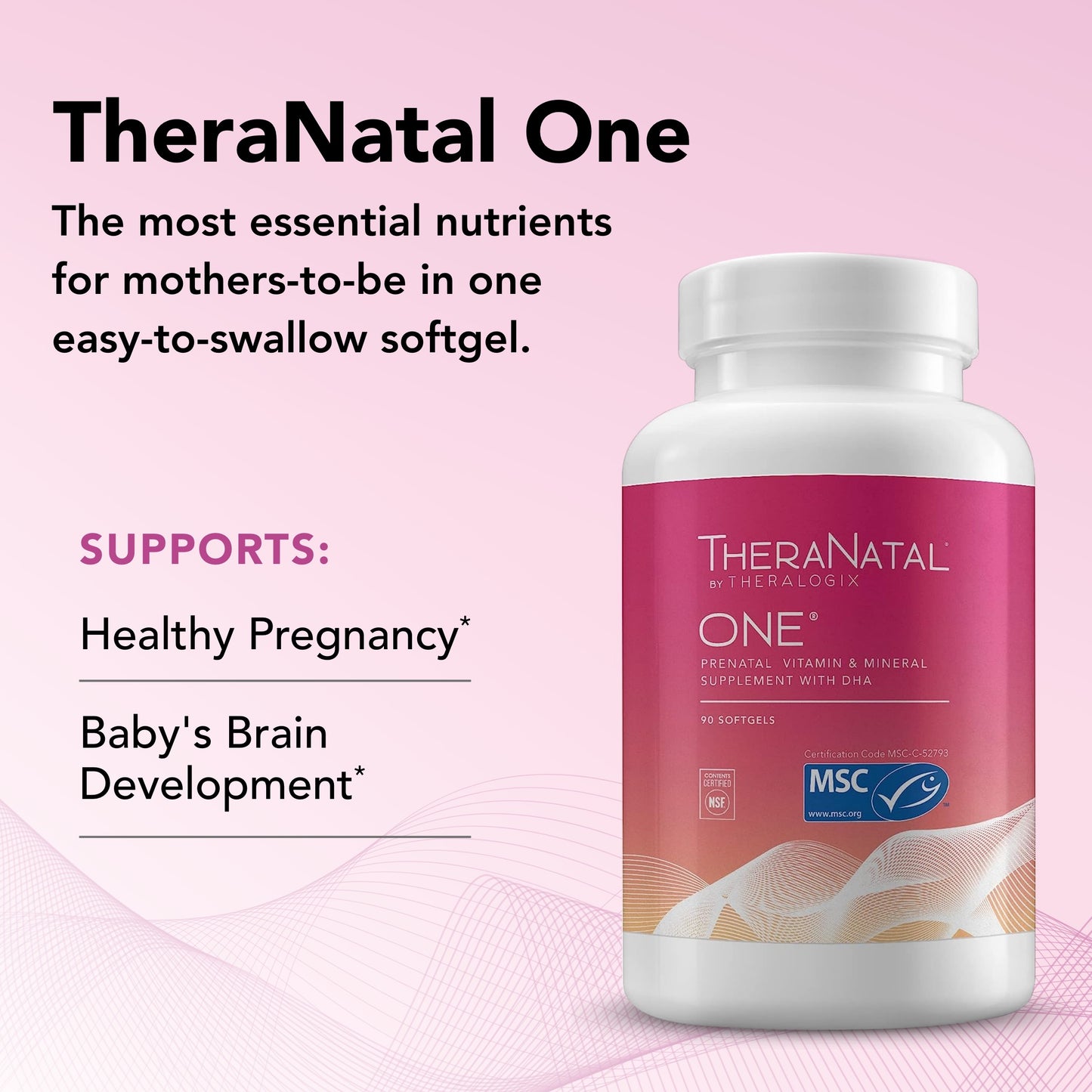 Theralogix TheraNatal One Prenatal Vitamin - 90-Day Supply - Prenatal Multivitamin with DHA, Vitamin D3, Methylated Folate, Iron & More to Support a Healthy Pregnancy* - NSF Certified - 90 Softgels