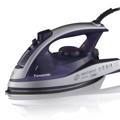 Panasonic Dry and Steam Iron with Alumite Soleplate, Fabric Temperature Dial and Safety Auto Shut Off ‚Äì 1700 Watt Multi Directional Iron ‚Äì NI-W950A, Purple