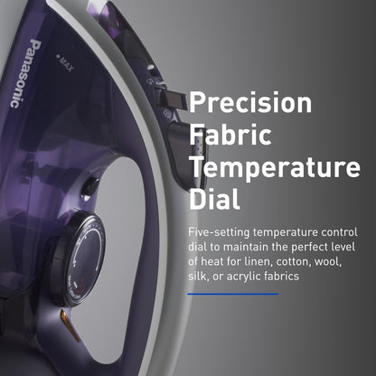 Panasonic Dry and Steam Iron with Alumite Soleplate, Fabric Temperature Dial and Safety Auto Shut Off ‚Äì 1700 Watt Multi Directional Iron ‚Äì NI-W950A, Purple