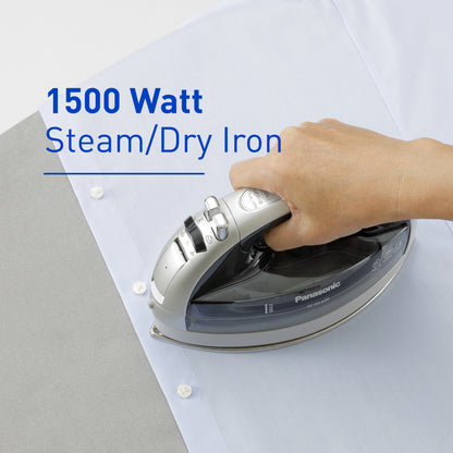 Panasonic NI-WL600 Cordless, Portable 1500W Contoured Multi-Directional Steam/Dry Iron, Stainless Steel Soleplate, Power Base and Carrying/Storage Case, Silver