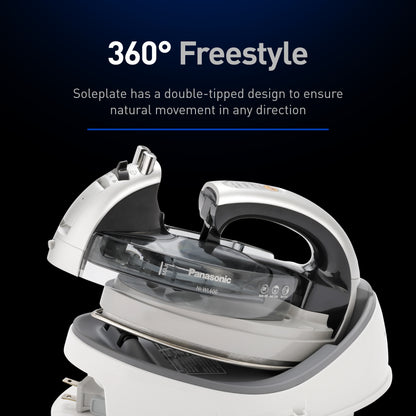 Panasonic NI-WL600 Cordless, Portable 1500W Contoured Multi-Directional Steam/Dry Iron, Stainless Steel Soleplate, Power Base and Carrying/Storage Case, Silver