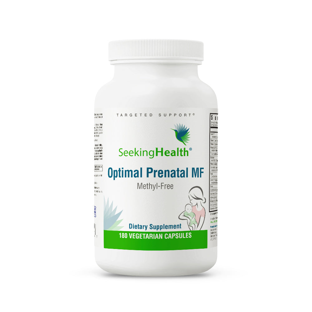 Seeking Health Optimal Prenatal Methyl-Free, Non-Methylated Folate and B12, Pregnancy Support, B6 and Ginger for Digestive Comfort, Supports Healthy Fetal Development, Vegetarian (180 Capsules)