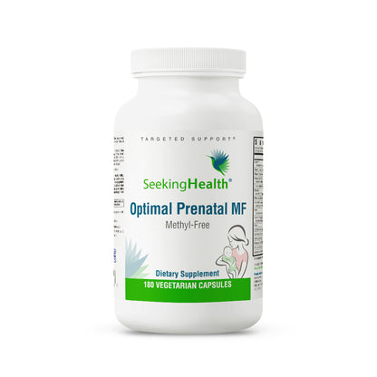 Seeking Health Optimal Prenatal Methyl-Free, Non-Methylated Folate and B12, Pregnancy Support, B6 and Ginger for Digestive Comfort, Supports Healthy Fetal Development, Vegetarian (180 Capsules)