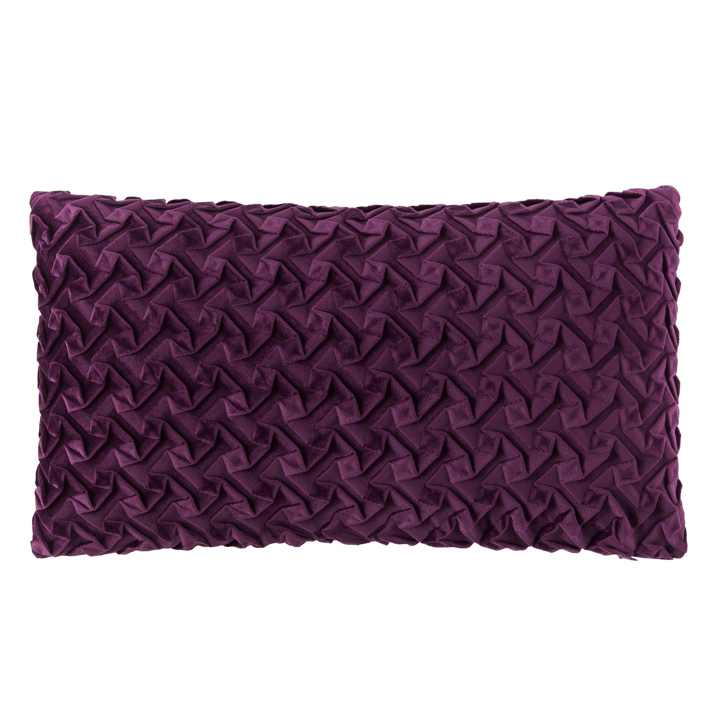 Chanasya Origami Textured Velvet Lumbar Throw Pillow Cover - Bright and Colorful Super Soft Modern Decorative Home Decor for Sofa, Chair, and Bed (12x20 Inches) Plum