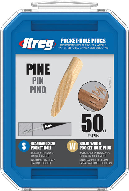 Kreg P-PIN Solid-Wood Pocket-Hole Plugs - Pine - 50 Count (3 Pack)