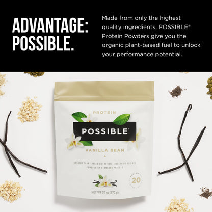Possible Protein Powder Vanilla Bean - 20 Grams Vegan Plant-Based Protein Mix, Non-GMO, Organic, Non-Dairy - 30-Day Supply