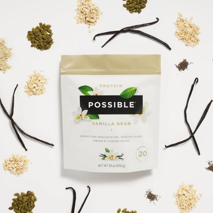 Possible Protein Powder Vanilla Bean - 20 Grams Vegan Plant-Based Protein Mix, Non-GMO, Organic, Non-Dairy - 30-Day Supply