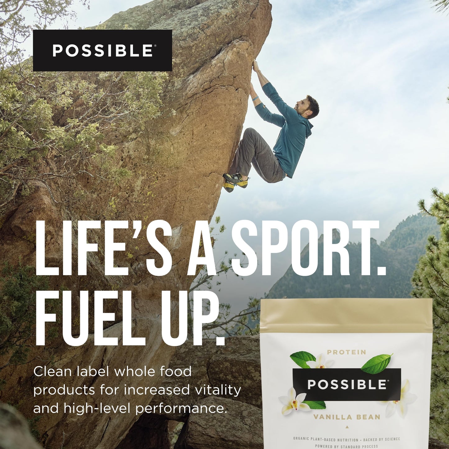 Possible Protein Powder Vanilla Bean - 20 Grams Vegan Plant-Based Protein Mix, Non-GMO, Organic, Non-Dairy - 30-Day Supply