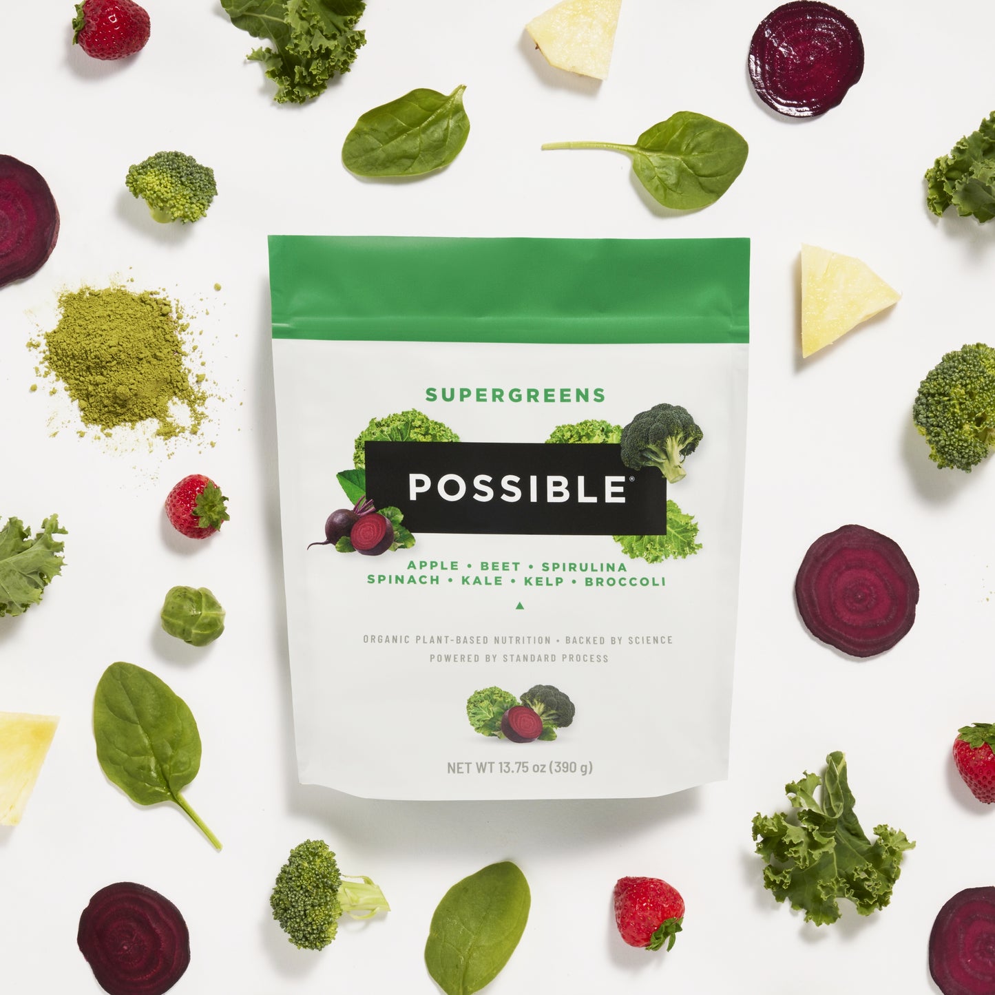 Possible SuperGreens - Superfoods Powder Mix with 23 Whole Food Ingredients, Vegan, Organic, Plant-Based Wellness - 1 Pouch, 30-Day Supply