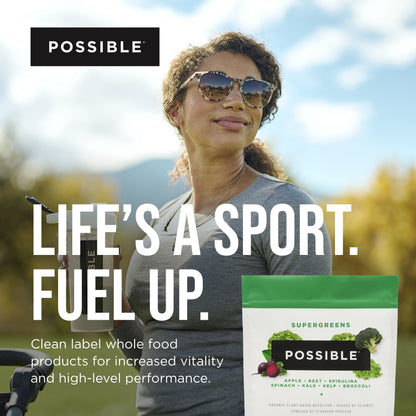 Possible SuperGreens - Superfoods Powder Mix with 23 Whole Food Ingredients, Vegan, Organic, Plant-Based Wellness - 1 Pouch, 30-Day Supply