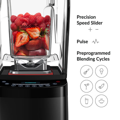 Blendtec Professional 800 - Blender with WildSide+ Jar (90 oz) - Professional Blender for Smoothies & Frozen Drinks - Quietest Professional-Grade Power - 11-Speed Touch Slider - Easy to Clean - Black