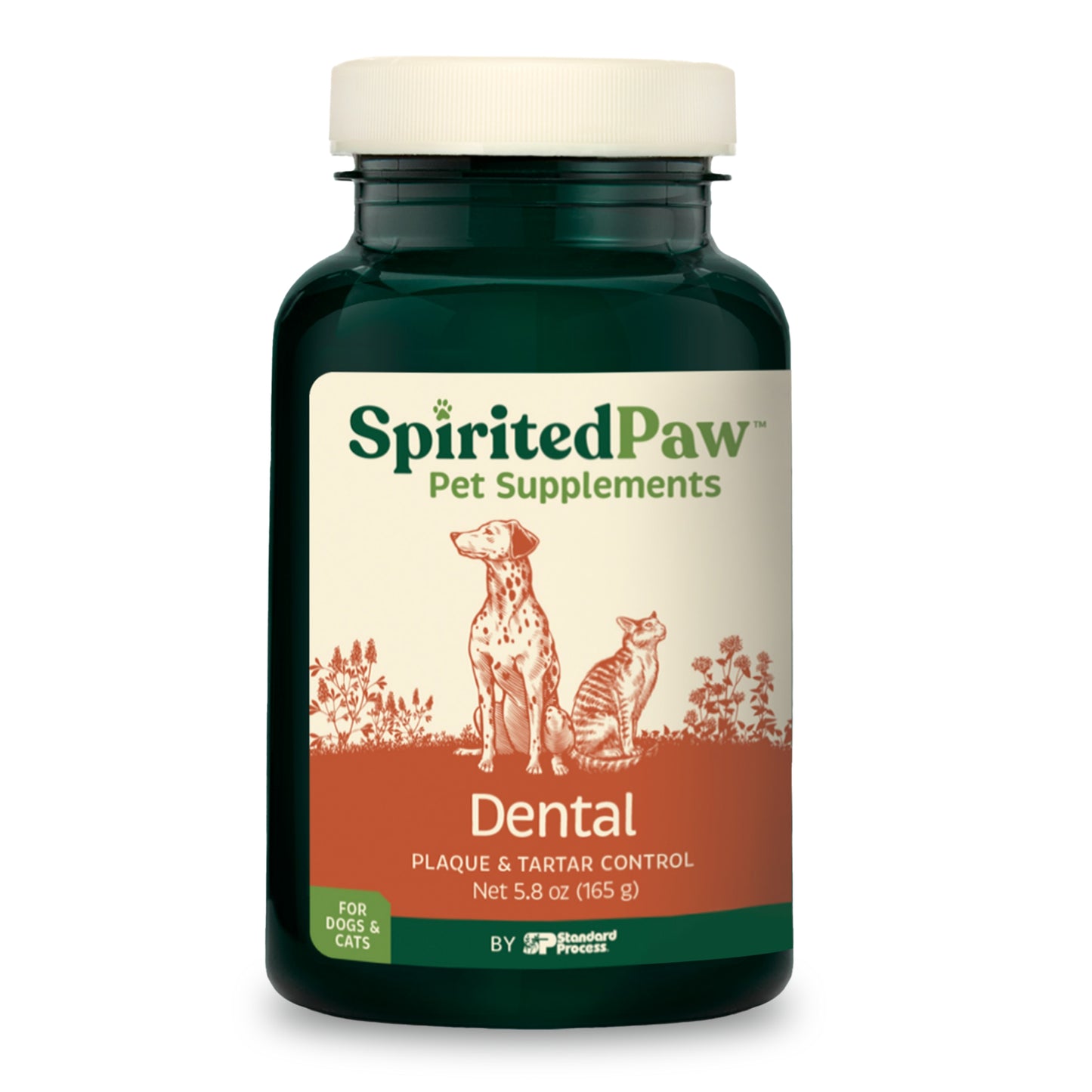 Spirited Paw Dental for Cats and Dogs - supports Teeth & Gums, Supports Fresh Breath, Plaque & tartar control, Minerals Calcium, Phosphorus, Maganese, Powder 165g