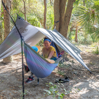 ENO, Eagles Nest Outfitters DoubleNest Lightweight Camping Hammock, 1 to 2 Person, Chartreuse/Black/Royal