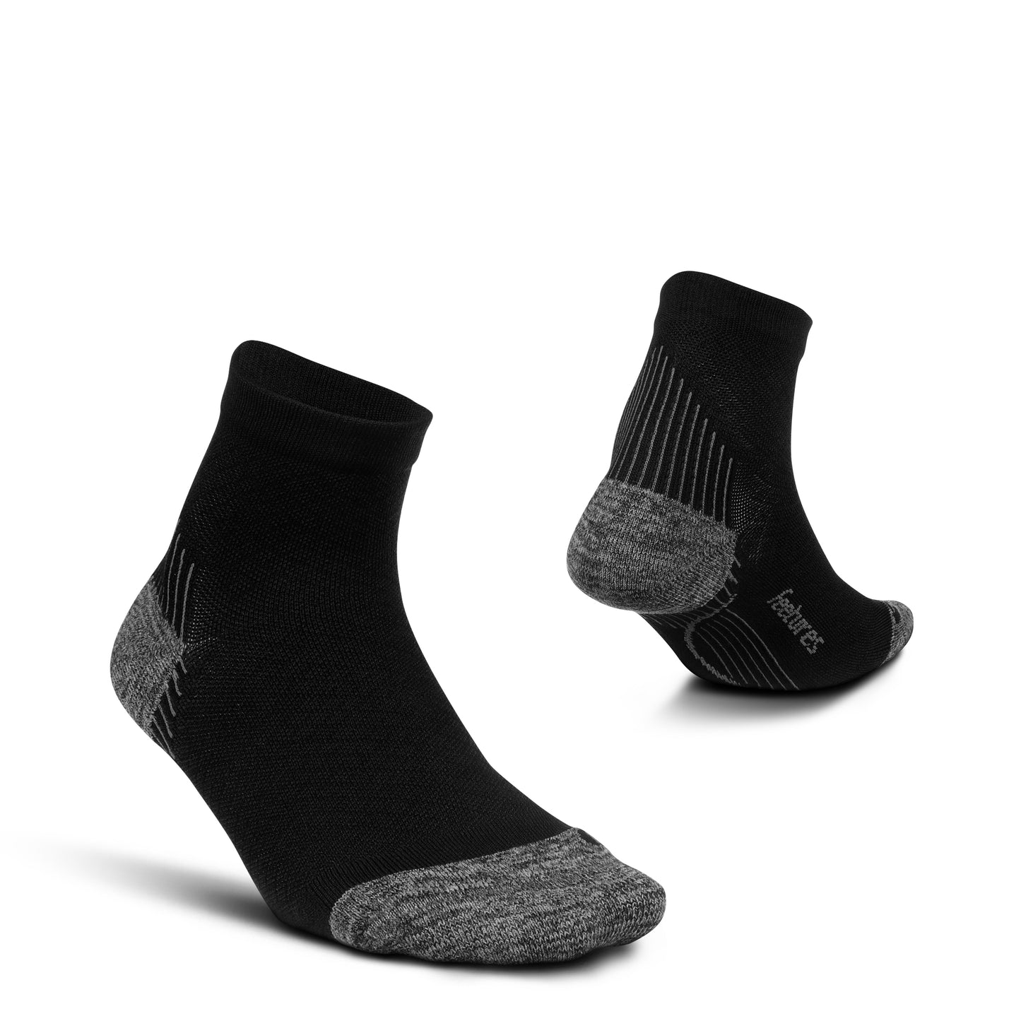 Feetures Plantar Fasciitis Relief Sock - Light Cushion - Quarter - Black - Size Large
