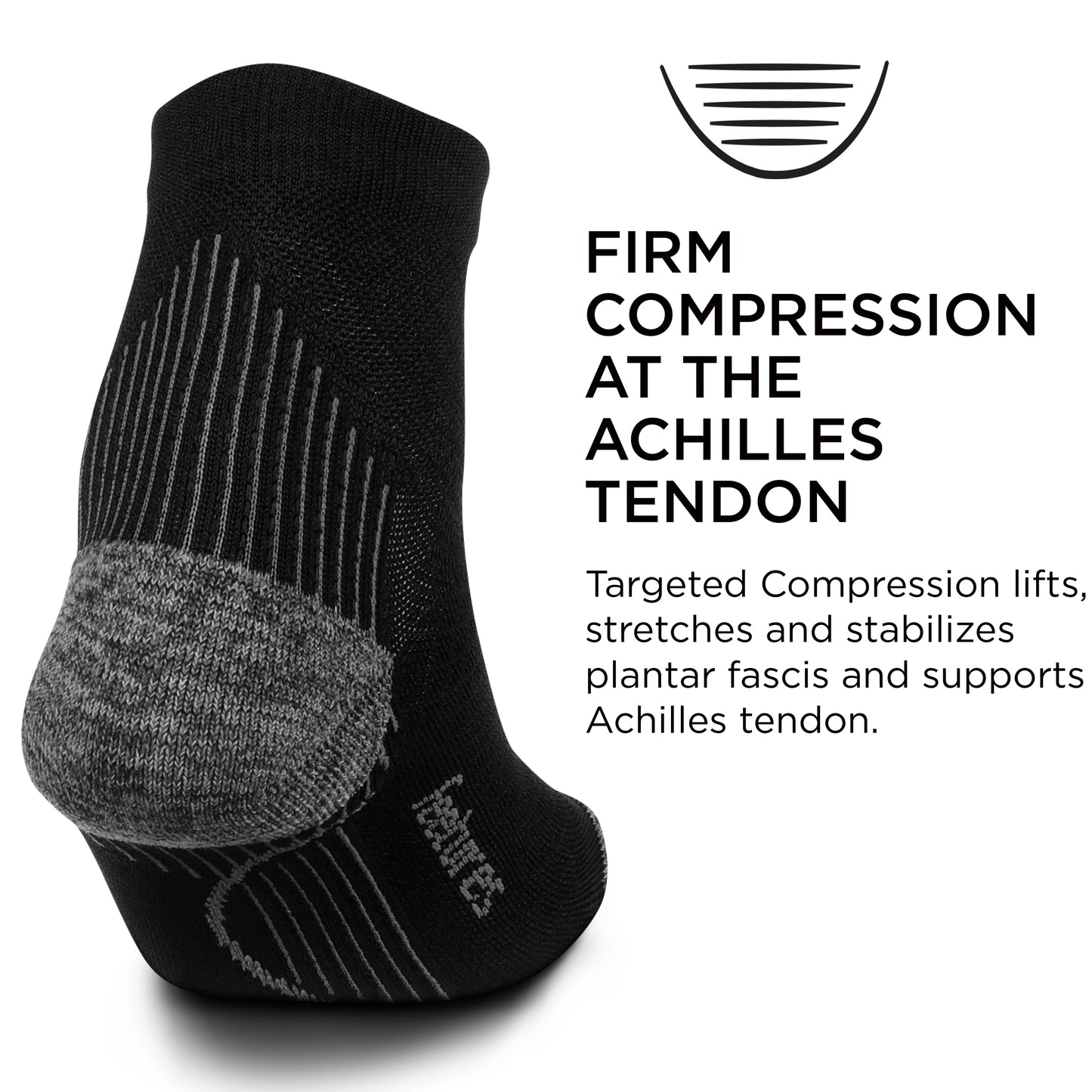 Feetures Plantar Fasciitis Relief Sock - Light Cushion - Quarter - Black - Size Large