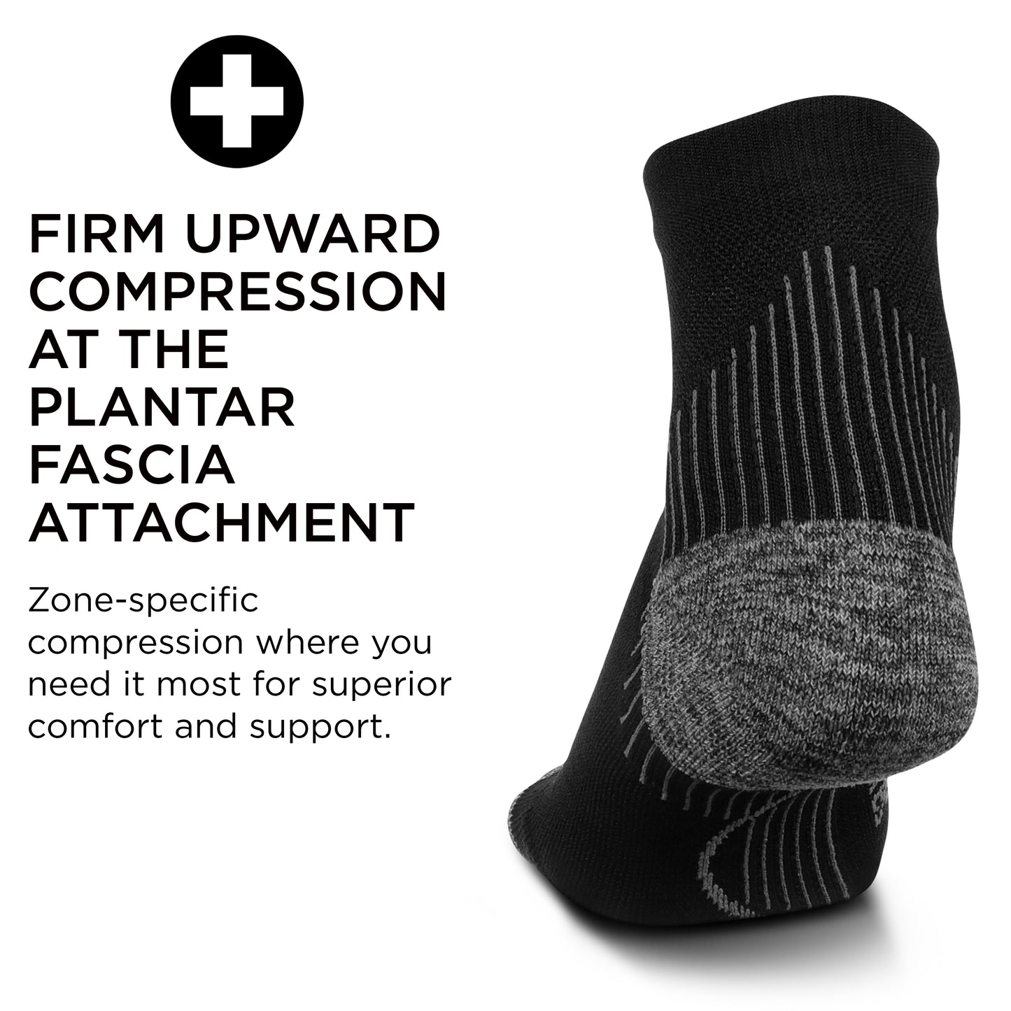 Feetures Plantar Fasciitis Relief Sock - Light Cushion - Quarter - Black - Size Large