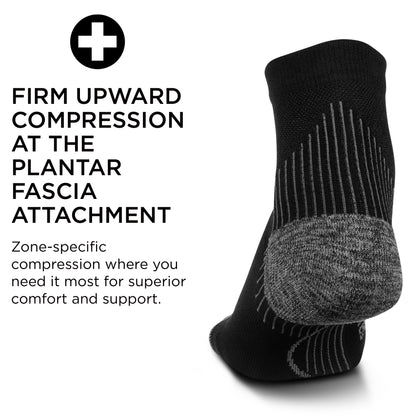 Feetures Plantar Fasciitis Relief Sock - Light Cushion - Quarter - Black - Size Large