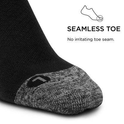 Feetures Plantar Fasciitis Relief Sock - Light Cushion - Quarter - Black - Size Large