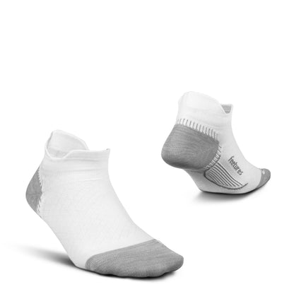 Feetures Plantar Fasciitis Relief Sock Ultra Light No Show Tab- Compression Sock for Men & Women- Small, White