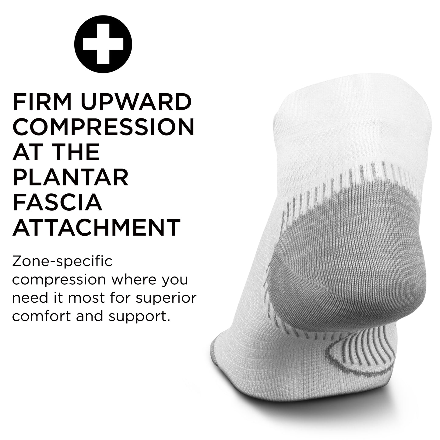 Feetures Plantar Fasciitis Relief Sock Ultra Light No Show Tab- Compression Sock for Men & Women- Small, White