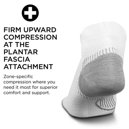 Feetures Plantar Fasciitis Relief Sock Ultra Light No Show Tab- Compression Sock for Men & Women- Small, White
