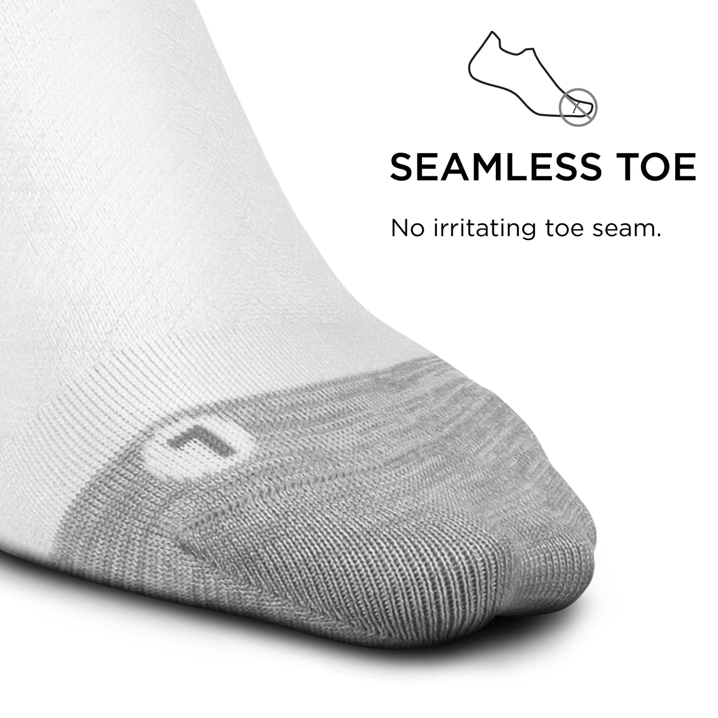 Feetures Plantar Fasciitis Relief Sock Ultra Light No Show Tab- Compression Sock for Men & Women- Small, White