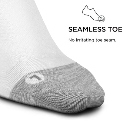 Feetures Plantar Fasciitis Relief Sock Ultra Light No Show Tab- Compression Sock for Men & Women- Small, White