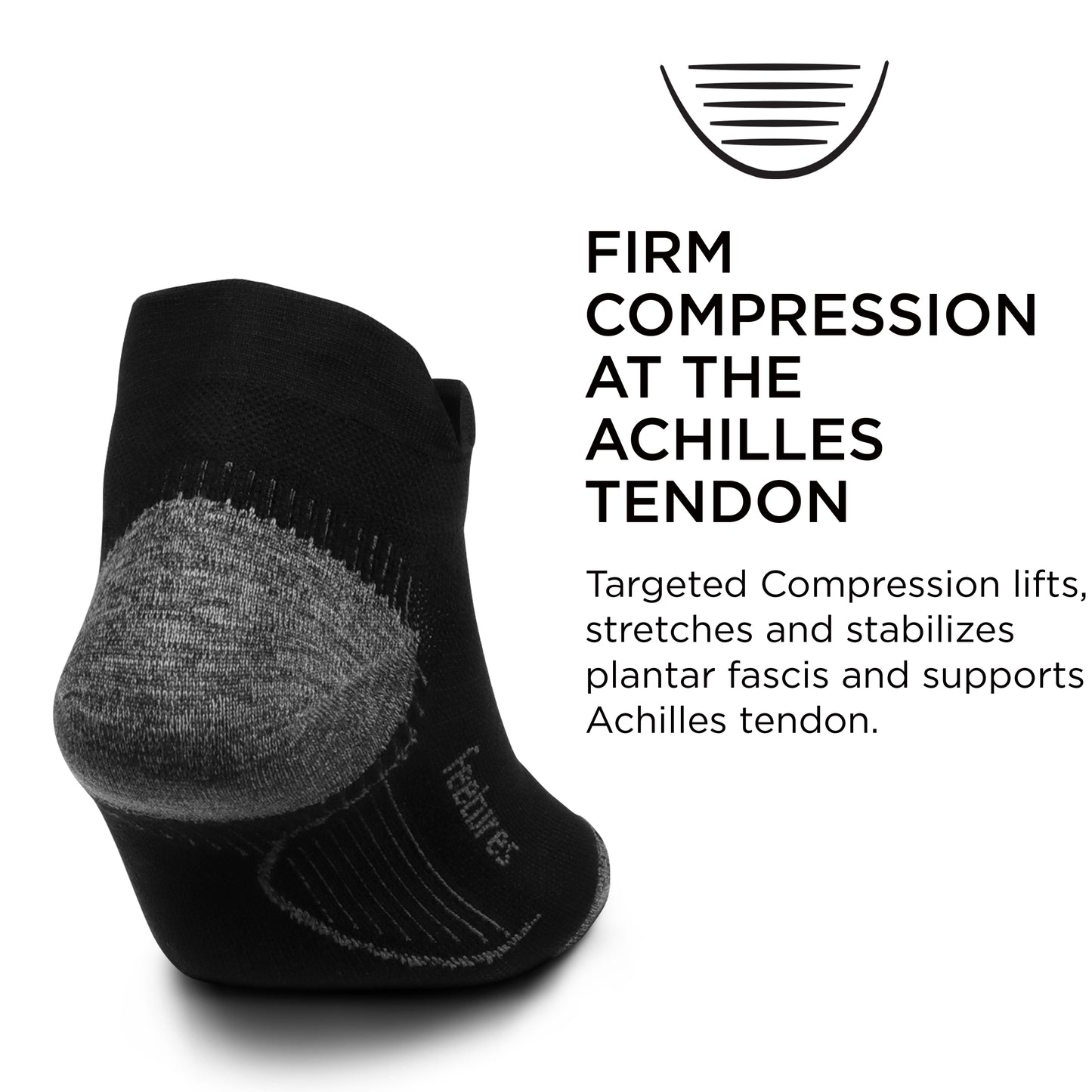 Feetures Plantar Fasciitis Relief Sock Ultra Light No Show Tab- Compression Sock for Men & Women- Medium, Black