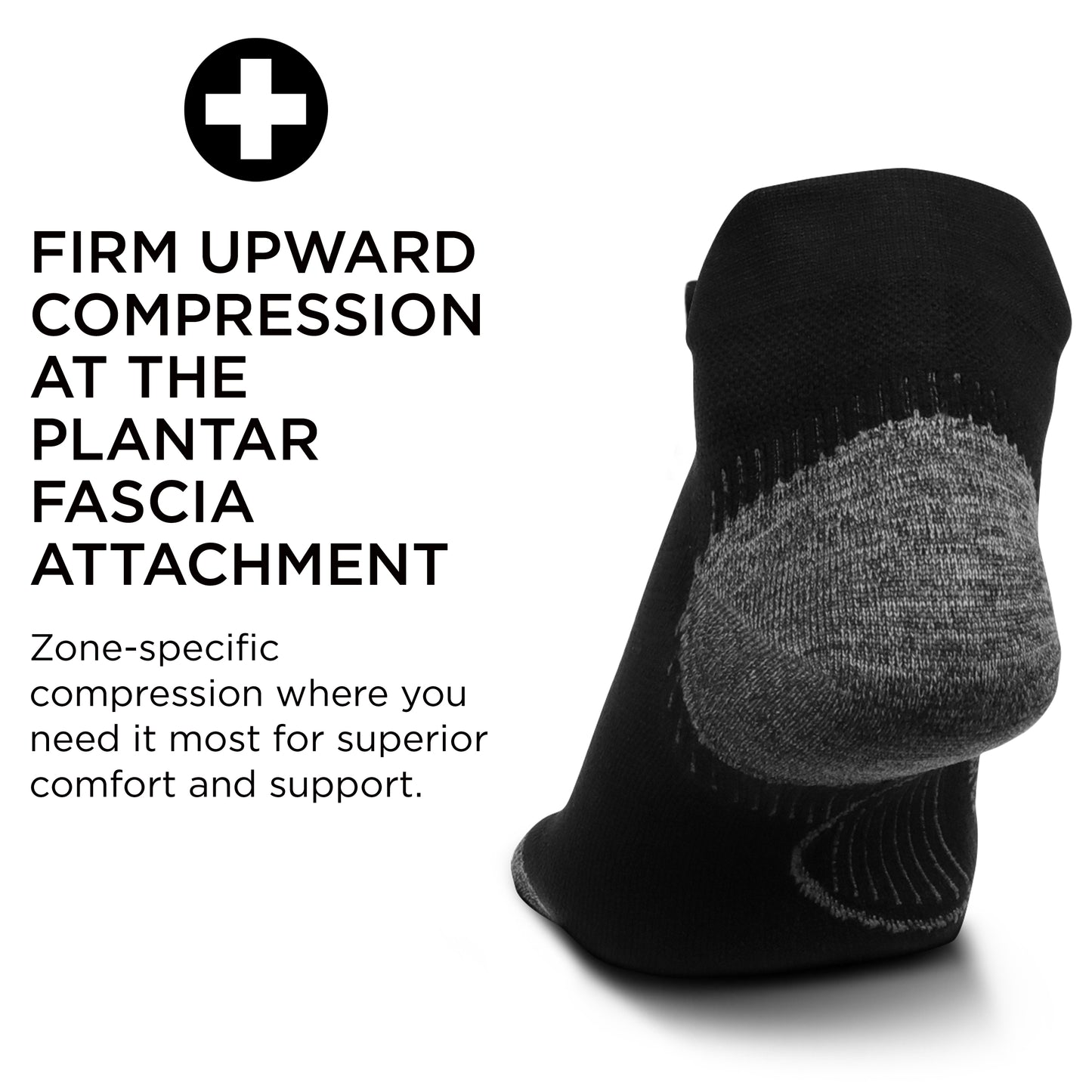 Feetures Plantar Fasciitis Relief Sock Ultra Light No Show Tab- Compression Sock for Men & Women- Medium, Black
