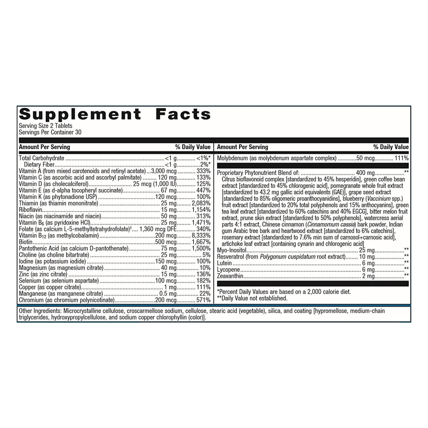Metagenics PhytoMulti Without Iron - Daily Multivitamin Supplement with Phytonutrients, Vitamins and Minerals for Multidimensional Health Support - 60 Tablets, 30 Day Supply