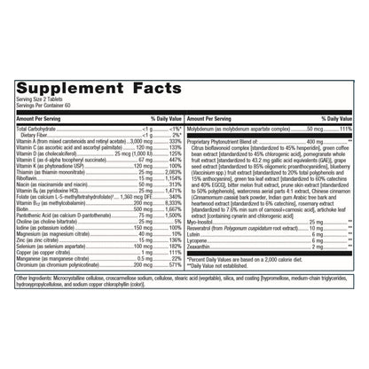 Metagenics PhytoMulti Without Iron - Daily Multivitamin Supplement with Phytonutrients, Vitamins and Minerals for Multidimensional Health Support - 120 Tablets, 60 Day Supply