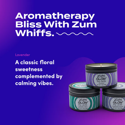 Zum Glow Soy Candle - Lavender Blends - Lavender, Lavender-Mint, Frankincense-Lavender - 7 oz (3 Pack)