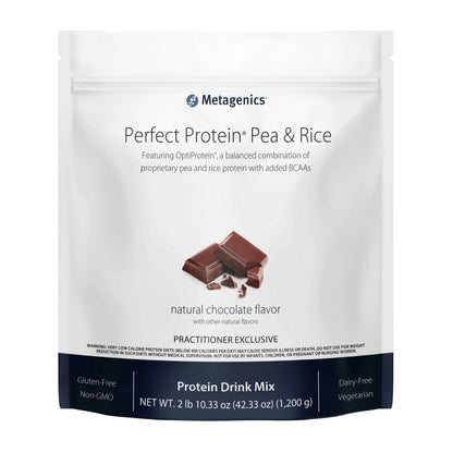 Metagenics Perfect Protein Pea & Rice - Featuring OptiProtein, a Balanced Combination of Proprietary Pea and Rice Protein with Added BCAAs, Chocolate Flavor | 30 Servings