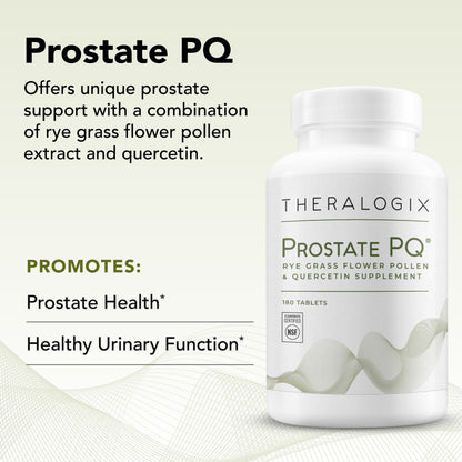 Theralogix Prostate PQ - Rye Grass Pollen Extract & Quercetin Supplement - 90-Day Supply - Antioxidant Support for Prostate & Pelvic Health & Urinary Tract Function* - NSF Certified - 180 Tablets