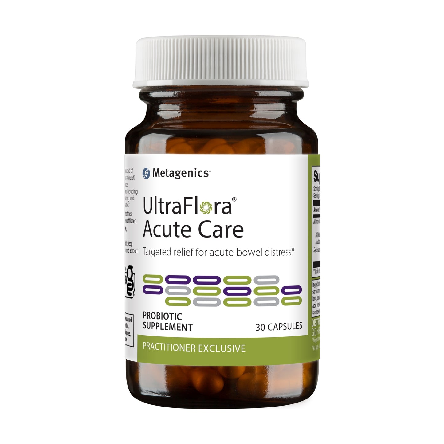 Metagenics UltraFlora Acute Care Daily Probiotic Supplement to Help Relieve Acute Bowel Distress - 30 Capsules