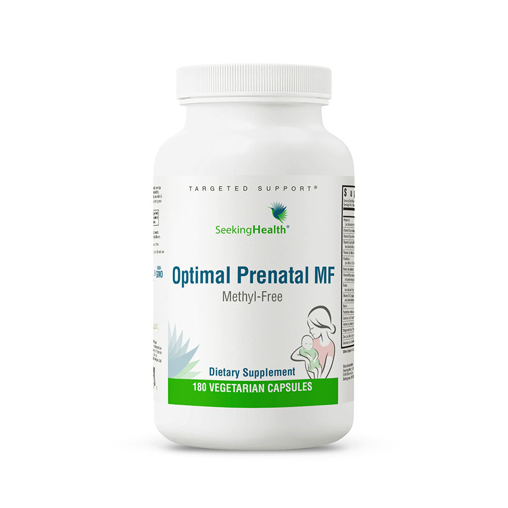 Seeking Health Optimal Prenatal Methyl-Free, Non-Methylated Folate and B12, Pregnancy Support, B6 and Ginger for Digestive Comfort, Supports Healthy Fetal Development, Vegetarian (180 Capsules)