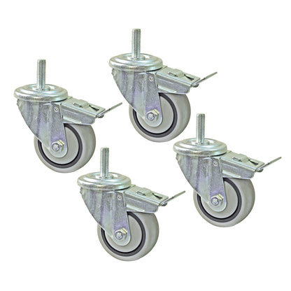 Kreg PRS3090 3 Inch Dual Locking Caster-Set, 4 Piece, Silver|Metallics