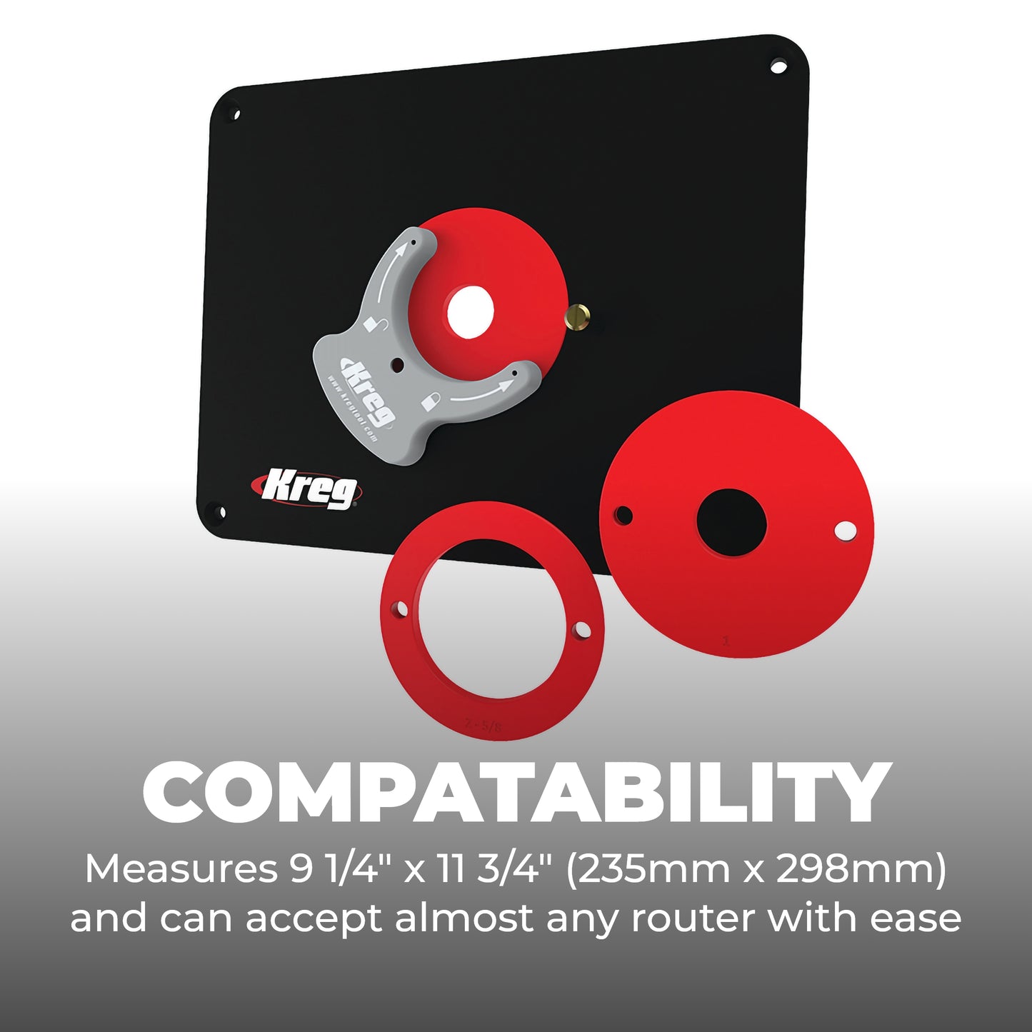Kreg PRS4034 Precision Router Table Insert Plate w/Level-Loc Rings - Compatible with Triton
