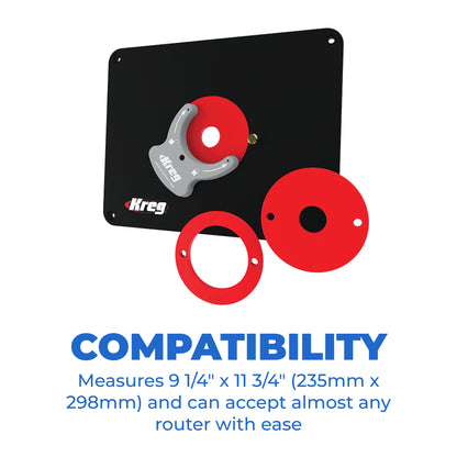 Kreg PRS4038 Precision Router Table Insert Plate w/Level-Loc Rings - Undrilled