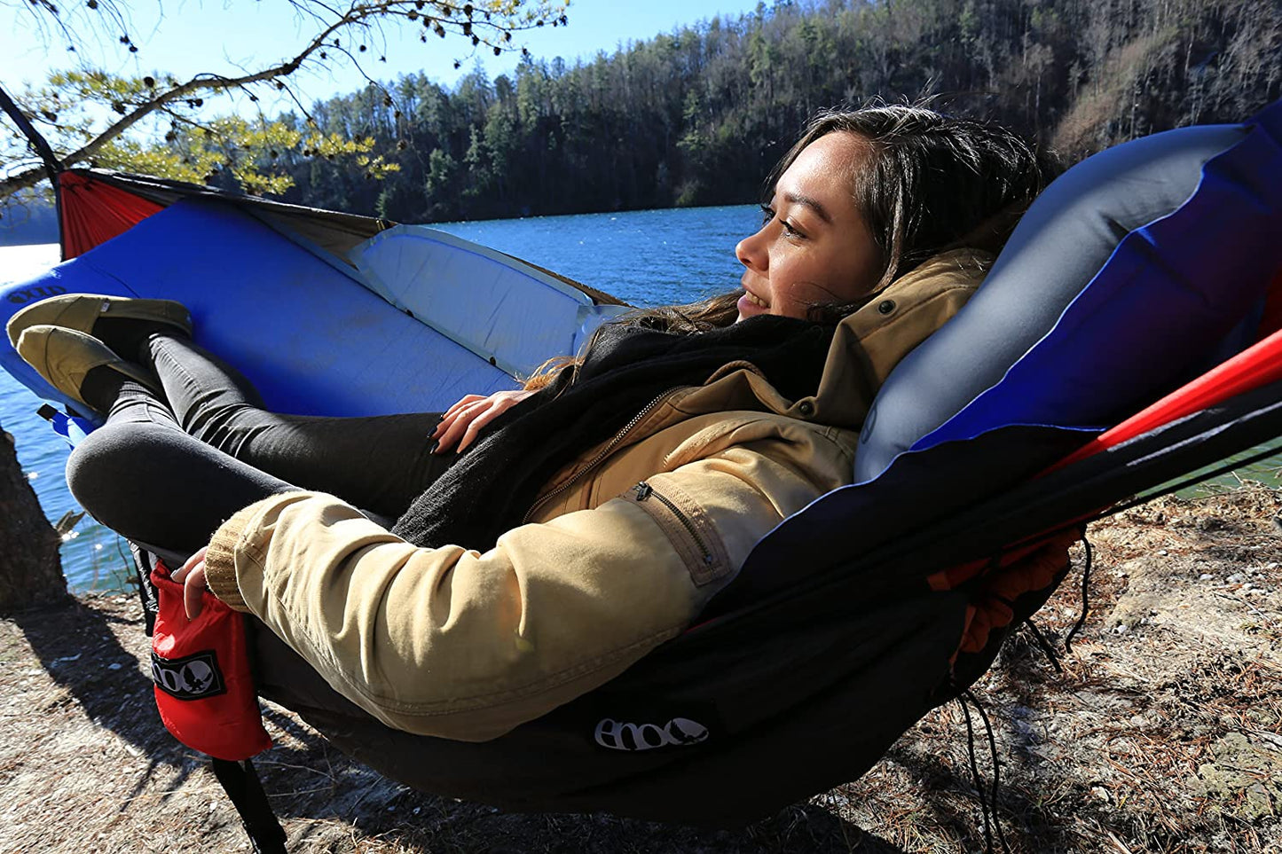 ENO, Eagles Nest Outfitters SingleNest Lightweight Camping Hammock, Seafoam/Navy
