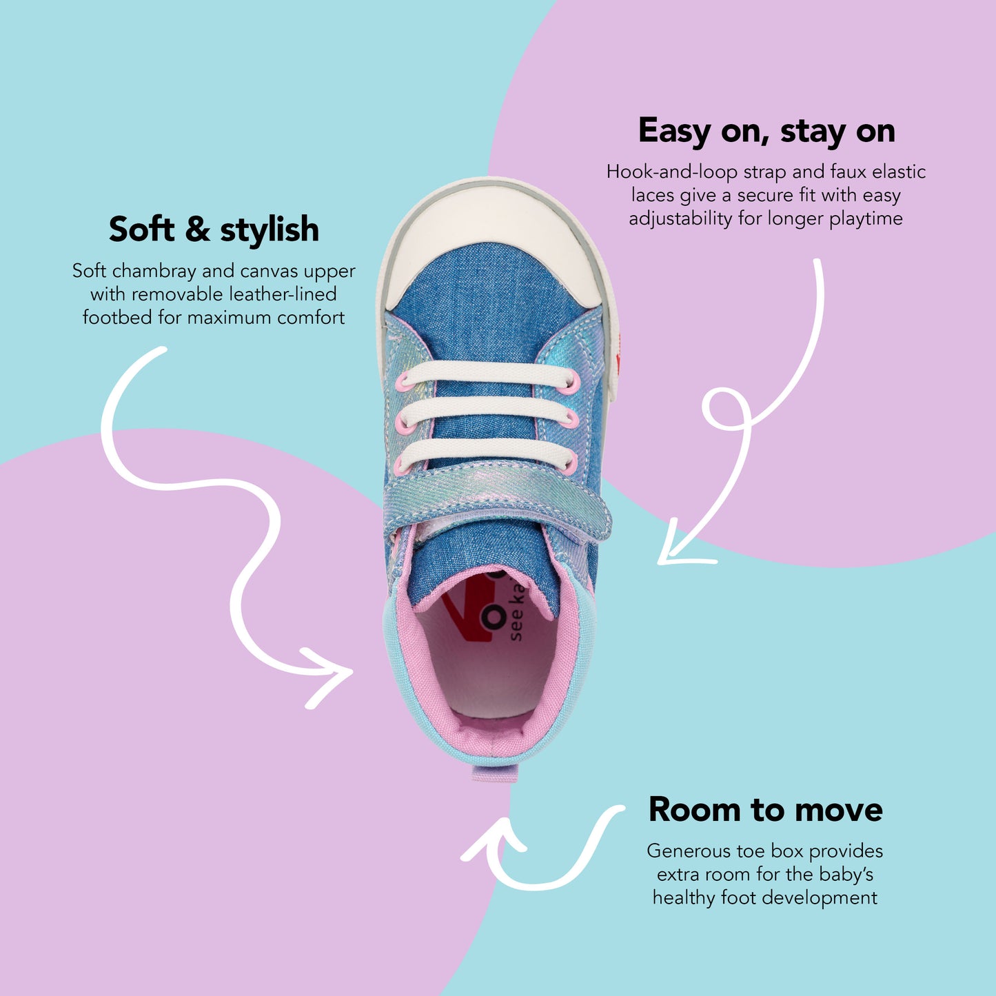 See Kai Run - Peyton High-Top Sneaker for Little Kids, Chambray/Shimmer, Little Kid 3Y