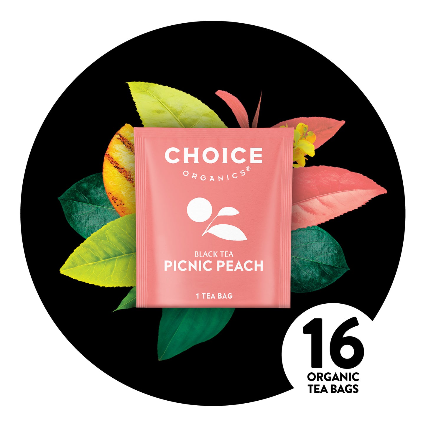 Choice Organics - Organic Picnic Peach Tea (6 Pack) - Rainforest Alliance - Contains Caffeine - 96 Organic Black Tea Bags