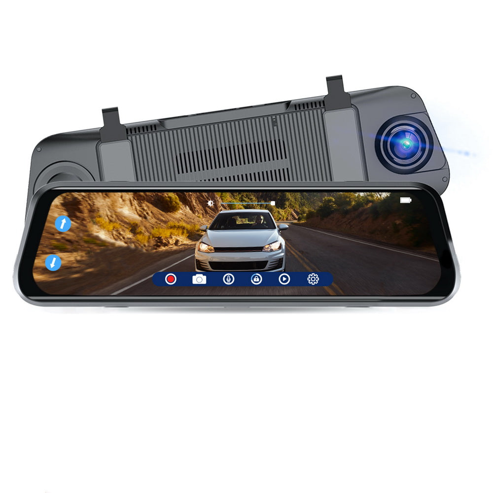 SYLVANIA - Roadsight Mirror Dash Camera and Backup Camera - 340 Degree View - HD 1080p, Elastic Mount, 32GB Memory Card, G-Sensor, 9.66" LED IPS Touch Screen, Truck, Car, Taxi