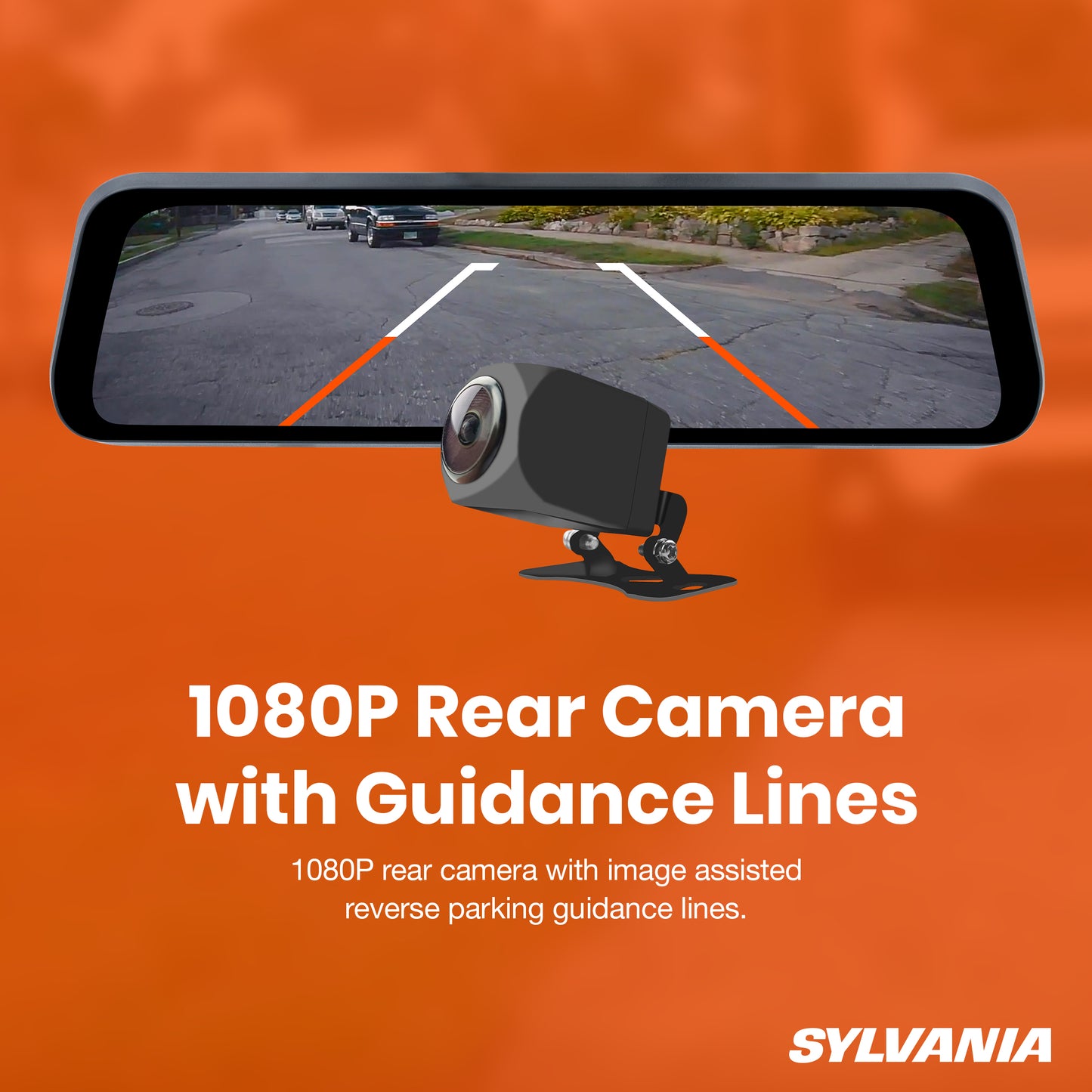 SYLVANIA - Roadsight Mirror Dash Camera and Backup Camera - 340 Degree View - HD 1080p, Elastic Mount, 32GB Memory Card, G-Sensor, 9.66" LED IPS Touch Screen, Truck, Car, Taxi