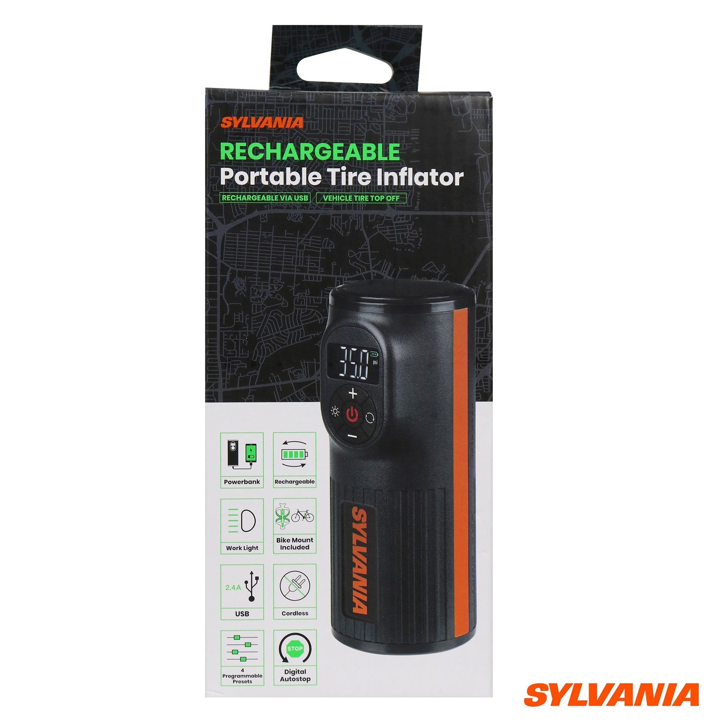 SYLVANIA - Handheld Rechargeable Tire Inflator