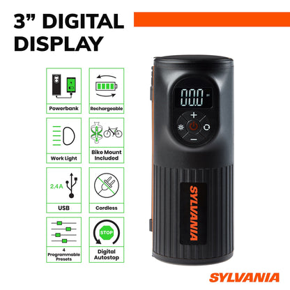 SYLVANIA - Handheld Rechargeable Tire Inflator