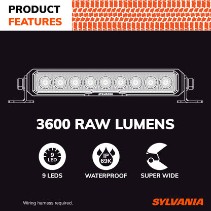 SYLVANIA Rugged 10 Inch Flood LED Light Bar | Lifetime Limited Warranty | Flood Light 3600 Raw Lumens, Quality Off Road Driving Work Light, Truck, Tractor, Boat, ATV, UTV, SUV, 4x4 (1 PC)